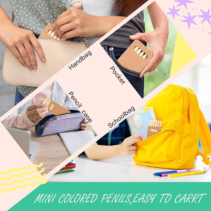 Faccito 300 Packs Mini Drawing Colored Pencils for Kids 3.5 Inch Portable Short Fat 6 Different color Pre Sharpened Pencils in Bulk for Children Painting Classroom School Supplies-DeskLoop Office