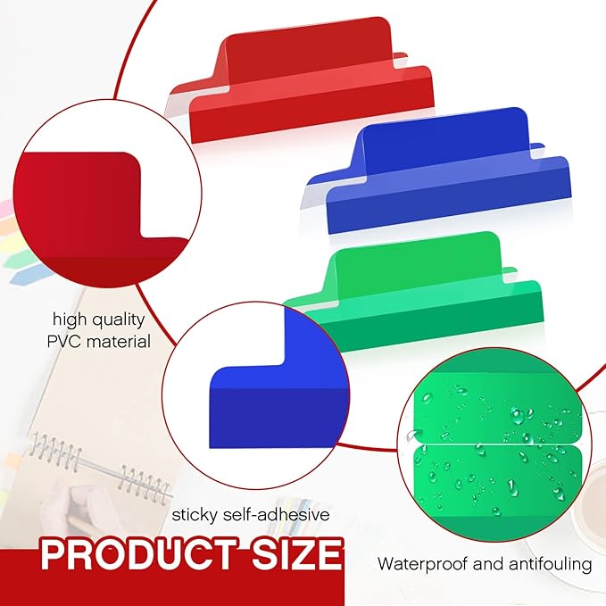 Gueevin 2 Inch Insertable Self Adhesive Tabs with Printable Inserts Clear Index Tabs Self Adhesive Colored Page Marker Repositionable Tag for Bible Divider Notebook File Folder Book Binder(50 Pieces)-DeskLoop Office