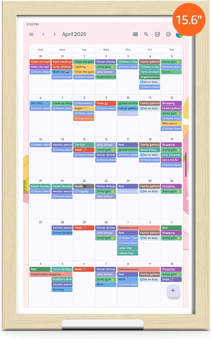 ApoloSign Digital Calendar: Electronic Calendar, Smart Touchscreen Interactive Display for Chore Chart, Family Schedules Planner, Supports All Apps via Google Play (Yellow, 15.6-inch)-DeskLoop Office