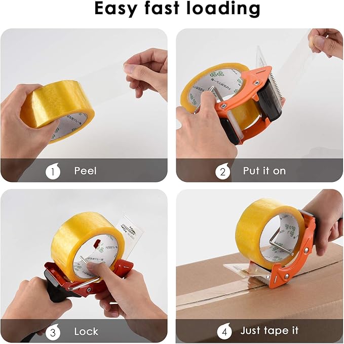 Fast Reload 2 Inch Tape Gun Dispenser Packing Packaging Sealing Cutter Orange-DeskLoop Office