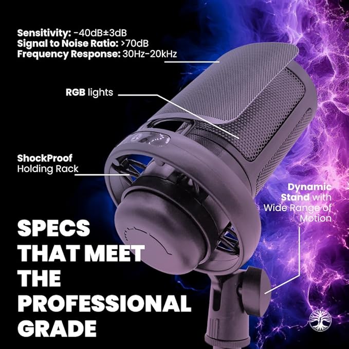 Live Streaming Kit- Perfect for Streaming Video Games on Twitch, YouTube, Podcasts and Working from Home. includes 1920x1080p Webcam, Professional USB Microphone, and One LED Multi-Color Light-DeskLoop Office