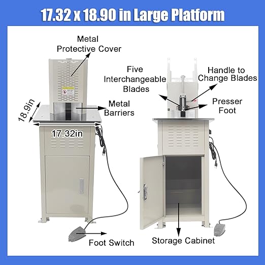 Heavy Duty Electric Round Corner Cutter, 110V Metal Fillet Paper Cutter with R8 R10 R12 R16 R21 Blades, Paper & Card Rounding Machine, Max 2.15in Punching Height for Cards, Books, Documents-DeskLoop Office