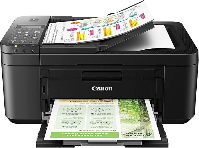 Canon PIXMA TR4720 All-in-One Wireless Printer with Auto Document Feeder, Mobile Printing, Copy, Fax and Scanner Black 5074C002 Bundle with DGE USB Connection Cable + Small Business Software Kit-DeskLoop Office