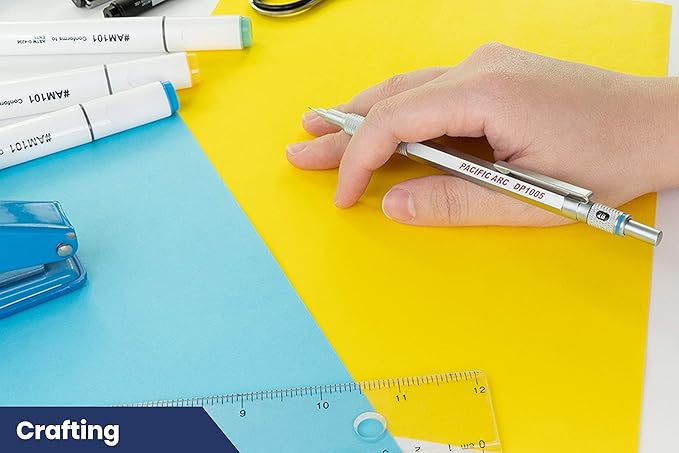 Pacific Arc Chromagraph Metal Mechanical Pencil .5 mm Silver Barrel Mechanical Pencil with Built In Lead Pencil Grade Indicator, Lead Pencil Holder for Drafting, Sketching, and Drawing-DeskLoop Office