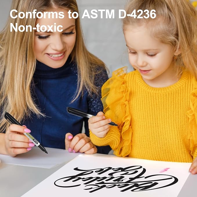 SFAIH Green Permanent Markers Bulk - 24 Pack, 1s Quick Dry, Fine Point Permanent Markers for Paper Plastic Glass Metal Wood, Waterproof, Kitchen Classroom Office, Doodling, Marking, Non-Fading-DeskLoop Office