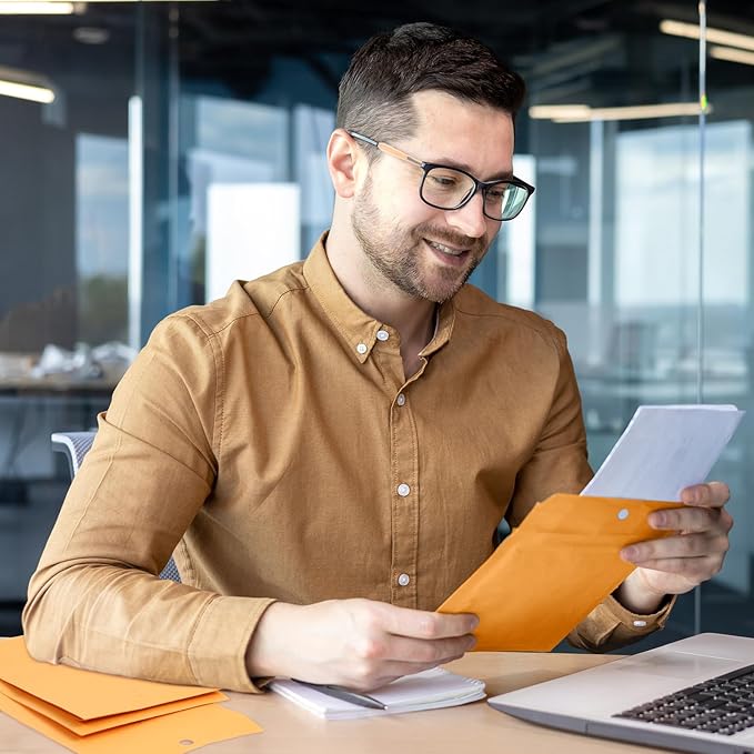 Teling 50 Pcs 5 x 7.5 Manilla Envelopes Clasp Kraft Catalog with Closure for Storing Mailing 28 lb Kraft Envelope Paper for Office Document School Business Home-DeskLoop Office