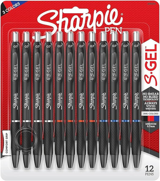 Sharpie S-Gel Gel Pens Writing Drawing Coloring Gel Pens For Journaling Medium Point Pen(0.7Mm) Assorted Colors 12 Count-DeskLoop Office