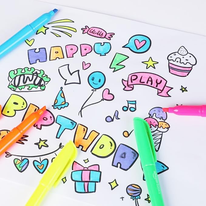 Amazon Basics Highlighters, Fluorescent Ink, Chisel Tip, School Supplies, 24 Pack, Multicolor-DeskLoop Office