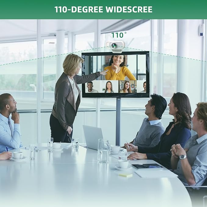 Full HD 1080P Webcam with Privacy Shutter and Tripod, Pro Streaming Web Camera with Microphone, Widescreen USB Computer Camera for Laptop Desktop-DeskLoop Office