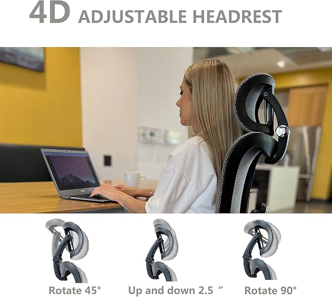 Ergonomic Office Chair, Mesh Home Office Desk Chair with Adjustable Lumbar Support, Gaming Chair with Headrest, 5D Armrest,90-130°Tilt, BIFMA Certified, Model Zen (Grey)-DeskLoop Office