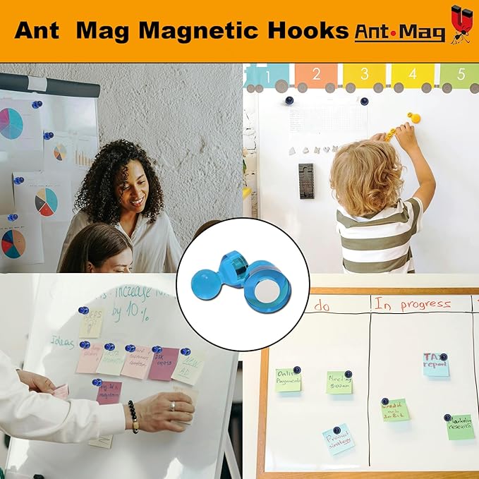 Ant Mag Magnetic Push Pins 48pcs Strong Whtieboard Pins Magnets Perfect Use for Map Fridge Kitchen Home Office Classroom-DeskLoop Office