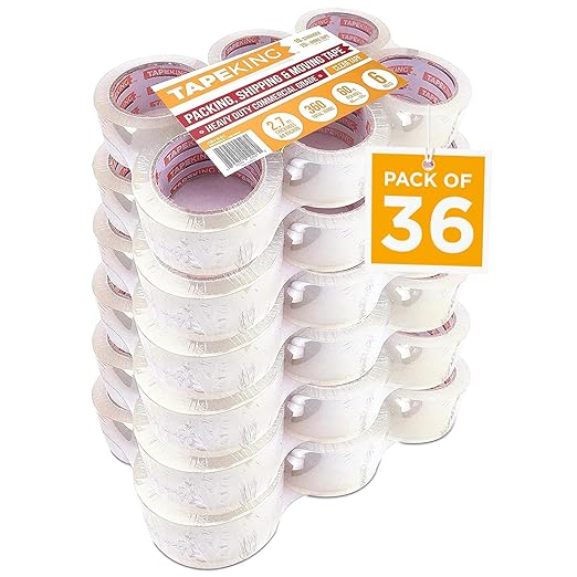 Tape King Clear Packing Tape - 60 Yards Per Roll (36 Rolls) - 1.88 Inch Wide Stronger & Thicker 2.7mil, Heavy Duty Adhesive Industrial Depot Tape for Moving Packaging Shipping, Office & Storage-DeskLoop Office