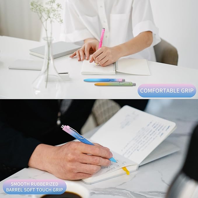 WY WENYUAN Cute Pastel Ballpoint Pens, Fine Point Smooth Writing, Colorful Pens, Black Ink 1.0 mm Journaling Pens Office Supplies for Women & Men, Note Taking-DeskLoop Office