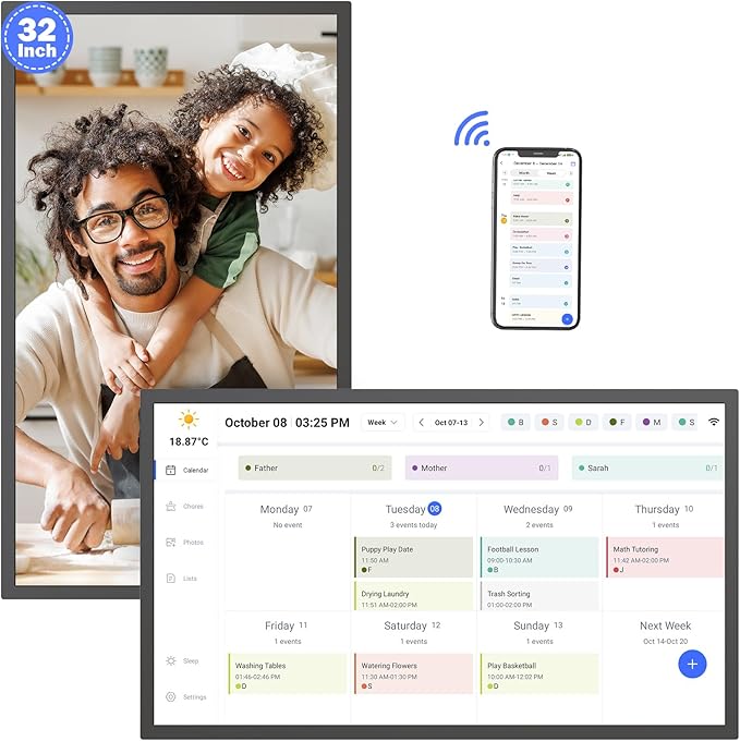 32" Smart Digital Calendar for-Family-Business-Planner - Electronic Calendar for Business Chore Chart, Touchscreen Display for Family Schedules, Auto-Sync Google iCloud Outlook Calendars for Kid Adult-DeskLoop Office