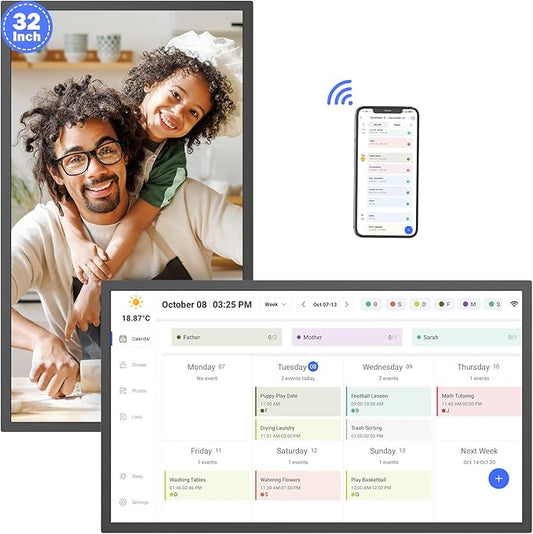 32" Smart Digital Calendar for-Family-Business-Planner - Electronic Calendar for Business Chore Chart, Touchscreen Display for Family Schedules, Auto-Sync Google iCloud Outlook Calendars for Kid Adult-DeskLoop Office