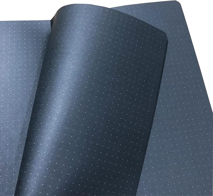 BUKE Dotted Journal - Dot Grid Notebook - 150gsm No Bleed Black Paper - 160 Black Pages - For Women and Men - A5 PU Leather Hardcover 5.75" x 8.5" and Gift Box MOON Stars(BKB-4)