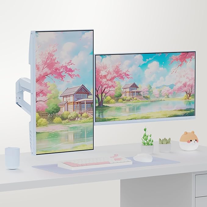 Pixio PS1D Wave Blue Dual Monitor Arm Stand Desk Mount - Fits up to 32 inches Monitors and up to 19.8lbs. VESA Compatibility and Integrated Cable Management-DeskLoop Office