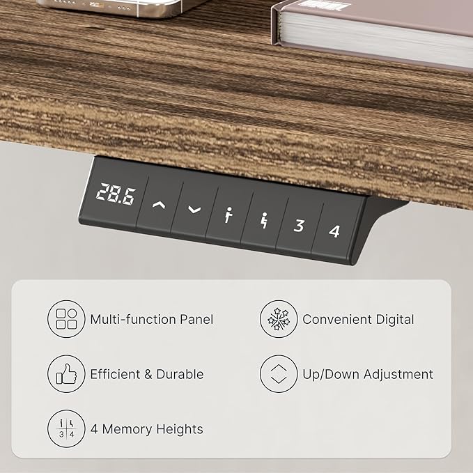 FLEXISPOT EN2 Whole-Piece Standing Desk with Clamp Power Strip, 48 x 30 Electric Stand Up Height Adjustable Desk with Cable Management (White Frame + 48" Black Walnut Desktop, 2 Packages)-DeskLoop Office