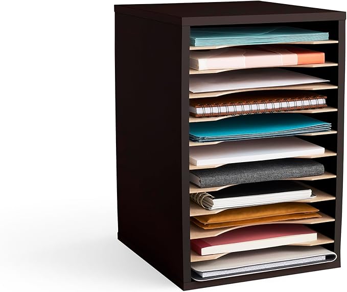 Safco Products Vertical Desktop Sorter, 11 Compartment, Black-DeskLoop Office