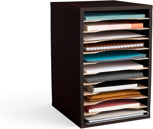 Safco Products Vertical Desktop Sorter, 11 Compartment, Black-DeskLoop Office