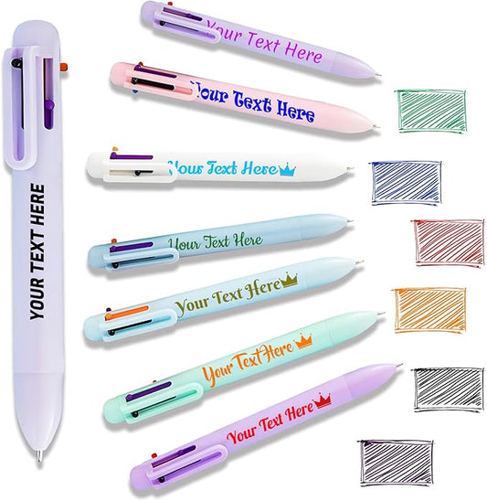 Custom 6-In-1 Multicolor Ballpoint Pen 0.5mm Tip Personalized Pens with Text Logo Name Printed Customized Pens Gift for Businesses School Office Employee Exhibition, 70PCS-DeskLoop Office