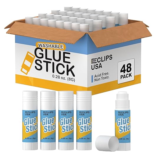 Glue Sticks Bulk (48 Pack), Washable Glue Sticks for Kids, Craft Glue for School Supplies, .28 oz, 8 Grams (48 Pack)-DeskLoop Office