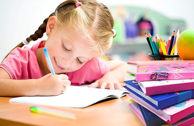 Girls Diary with Lock for Kids, 7x5.25 Inches 160 Lined Pages Secret Pink Princess Notebook for Girls Journal with Lock for Kids Pre School Writing Drawing Cute Girls Gifts for Birthday-DeskLoop Office