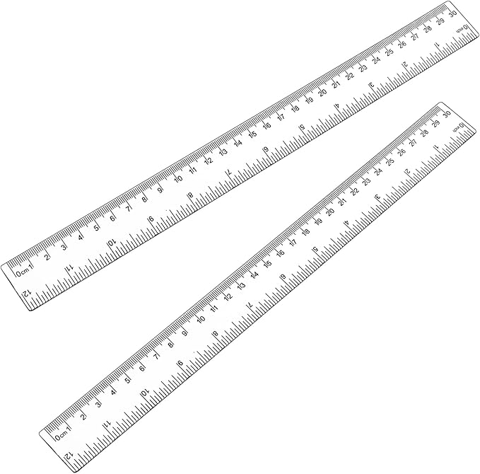 Koogel 2PCS Plastic Clear Rulers, 12 inch Transparent Plastic Straight Rulers with Centimeters and Inches, Measuring Tool for Student Kids School Office Home-DeskLoop Office