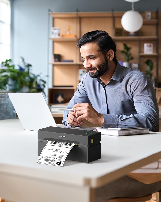 POLONO Bluetooth Thermal Shipping Label Printer, Wireless 4x6 Shipping Label Printer for Small Business, Support iOS, Android, Windows and Mac, Compatible with Amazon, Ebay, Shopify, Etsy, USPS(Black)-DeskLoop Office