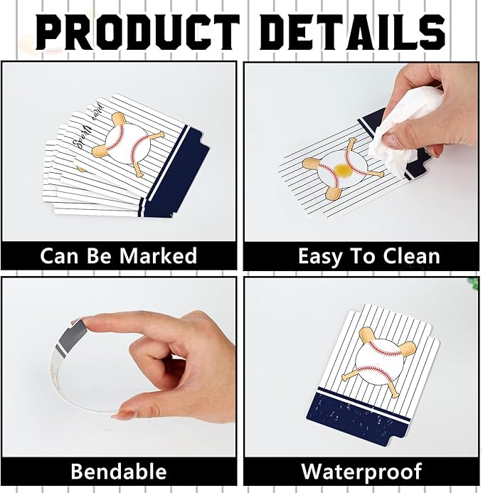 50pcs Baseball Team Card Dividers Plastic Index Card Storage Dividers with Tabs for Boys Men Gifts Card Separators for Organizing Sports Recipe Game Card-DeskLoop Office