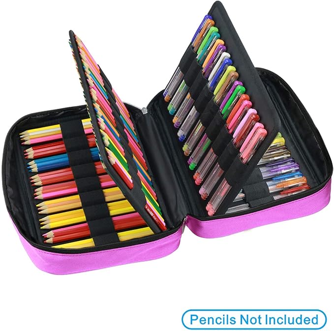 YOUSHARES 166 Slots Colored Pencil Case, 110 Slots Gel Pens fo Coloring Case Organizer, Handy Multilayer Color Pencil Holder for Glitter Gel Pens, Refills, Colored Pencils for Adults & Artist (Purple)-DeskLoop Office