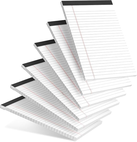 6pcs Small Note Pad 5x8 College Ruled Legal Pads Paper Notepads 6 Pack Study Back Writing Pads 5 x 8 Legal Pads Perforated Narrow Ruled Pads of Paper White-DeskLoop Office
