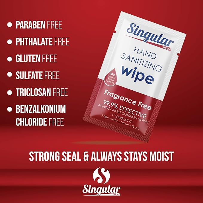 Hand Sanitizing Wipes Travel Size by Singular Wipes –30ct Individually Wrapped | Fragrance-Free, Moisturizing, 70% Isopropyl Alcohol Wipes | Travel, Home, Office, Daily Use | Made in USA-DeskLoop Office