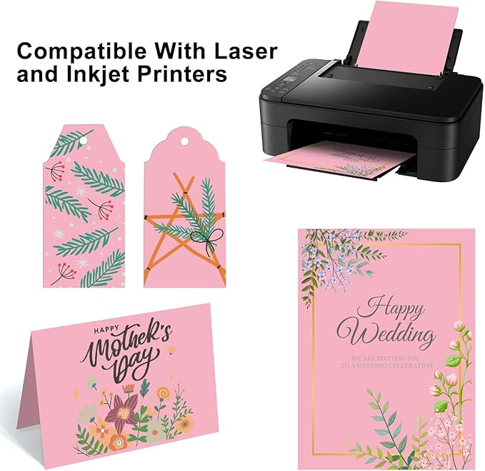 OcePor 100 Sheets Pinks Valentine's Day Cardstock Paper, Colored Printer Paper 8.5 x 11, Card Stock Thick Construction for Craft,Scrapbook,Office Printing, Invitations, Certificates,92 lb/250gsm-DeskLoop Office