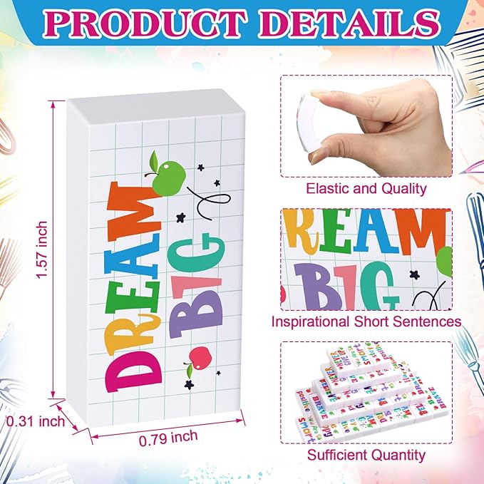 100 Pcs Inspirational Pencil Erasers Bulk for Kids Fun Motivational Eraser School Supplies Back to School Office Supplies for Classroom Office Teacher Artists (Lovely)-DeskLoop Office