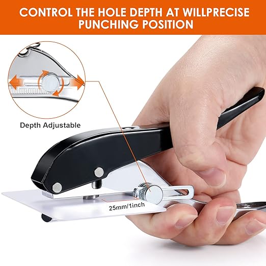 Hole Punch 1/8 inch-3mm Single Hole Punch,Heavy Duty Hole Puncher Single,Paper Punch Portable Hand Held Long Hole Puncher for Paper Cards Plastic Cardboard-DeskLoop Office