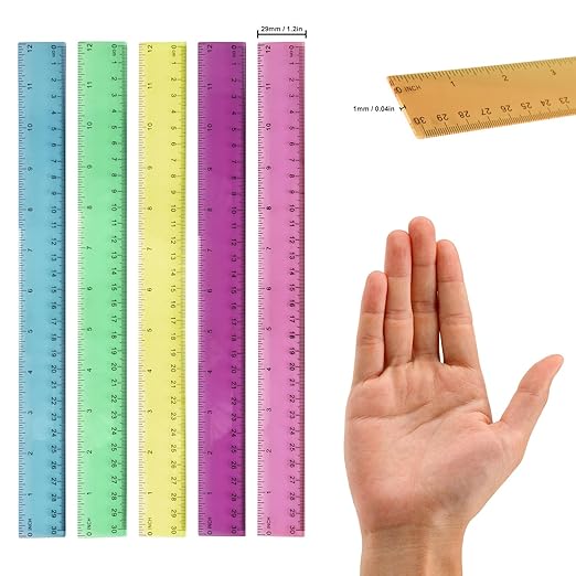 180 Pack 12-Inch Plastic Rulers Bulk, Plastic Ruler, Colored Transparent Ruler with Dual-Scale Measurement, Easy to Store, for Home, or Office and, Practical Use by KUKLIPJIM-DeskLoop Office