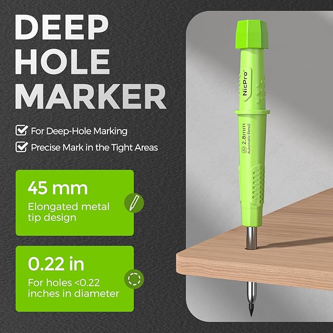 Nicpro 4 Pack CP3000 Carpenter Pencil with Sharpener, Mechanical Pencils Set with 76 Refills, Heavy Duty Construction Pencil, Carpenter Tools for Architect Marking (Red, Black, Yellow, Green)-DeskLoop Office