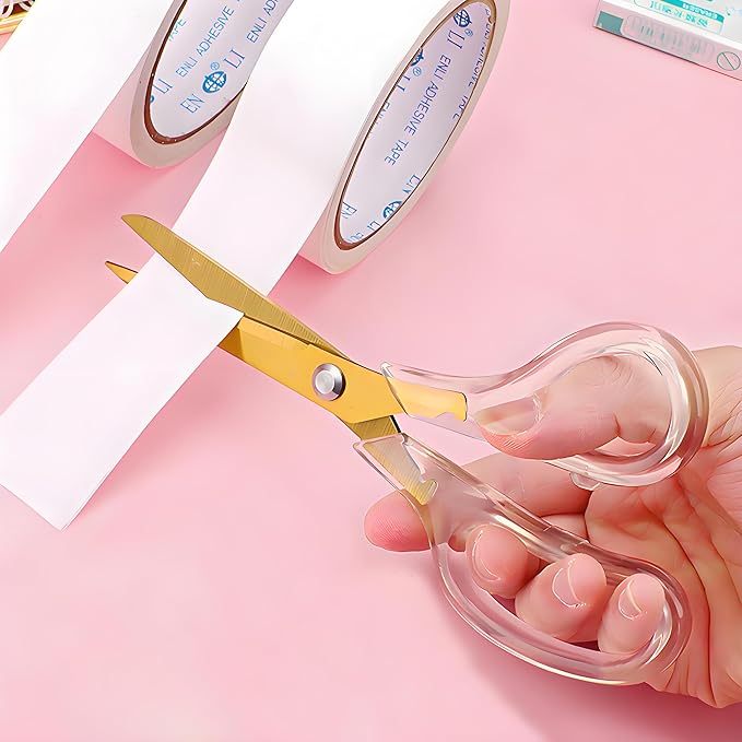 9 Inch All Purpose Scissors for Adults - Ins Style Clear Handle, 2Cr13 Stainless Steel Sharp Blade - Ideal for Fabric Crafts, Tailor's Shears - All-Purpose Fabric Scissors, Crafting & Office-DeskLoop Office