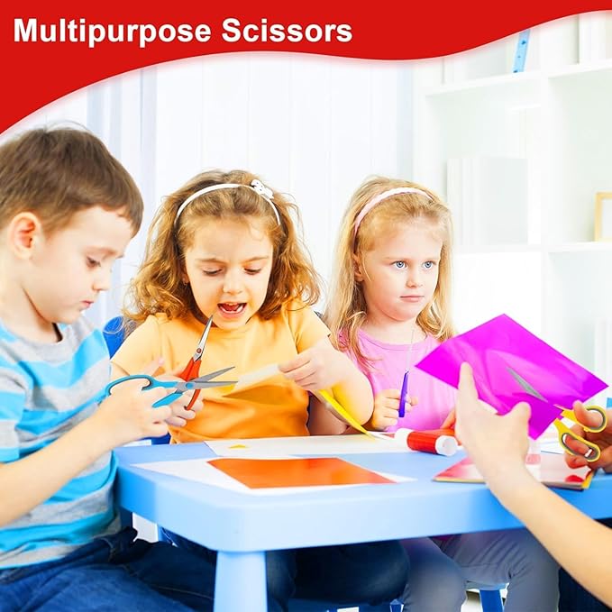 Scissors, Hnncugty 8" Scissors All Purpose Bulk Set of 18-Pack, Sharp Shears for Office Home Craft Sewing Fabric, High/Middle School Supplies Student Teacher Supplies, Comfort Grip Right/Left Handed-DeskLoop Office