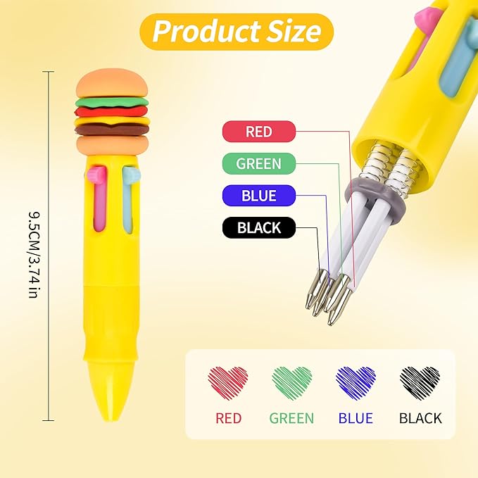 LiYiQ 100 PCS Multicolor Pen in One Fun 4-in-1 Cute Pens Bulk Kawaii Cool Ballpoint Pens for Kids Fun Gifts-DeskLoop Office