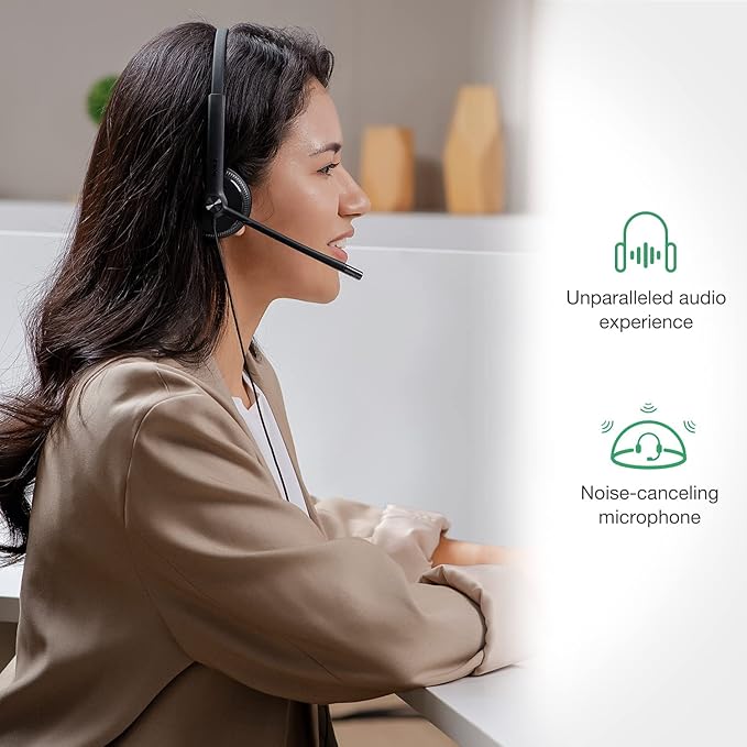 Yealink UH34 Wired Headset with Mic, 3.5mm Mono Headphones Noise Canceling Microphones,Teams Certified Work Office Headset for Computer PC Mac Laptop Tablet Smartphone-DeskLoop Office