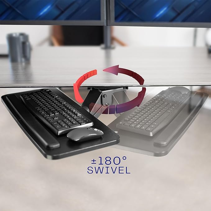 VIVO Adjustable Computer Keyboard & Mouse Platform Tray Ergonomic Under Table Desk Mount Drawer Underdesk Shelf (MOUNT-KB03B)-DeskLoop Office