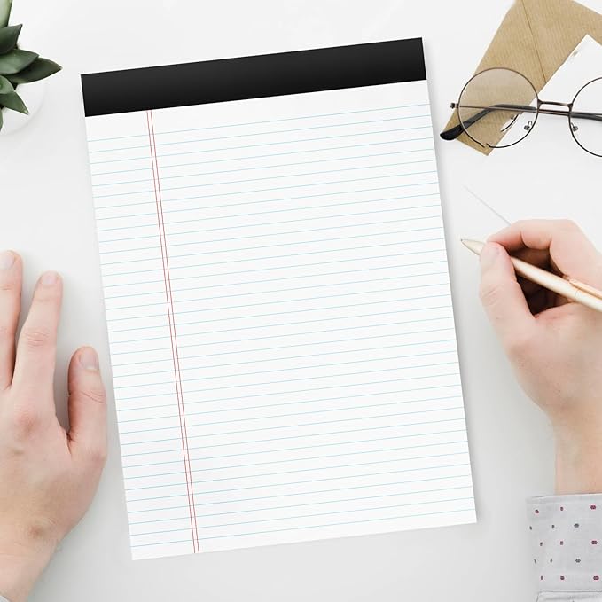 12 Pack of Legal Pads 8.5 x 11.75 College Ruled Notebook White Paper Note Pad Narrow Ruled 30 Sheets Notepads Perforated Writing Pad Clear Print 8x11 Legal Pads Pads of Paper-DeskLoop Office
