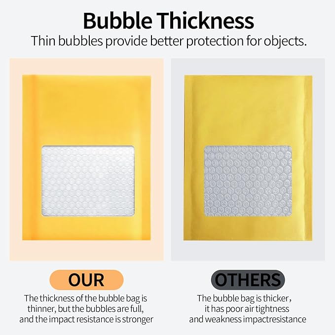 Kraft Bubble Mailers 6×10'' Inch 100 Pack Yellow Padded Envelopes Self-Sealing Mail Shipping Bags for Mailing Cards Jewelry Makeup and Small Business Packaging-DeskLoop Office