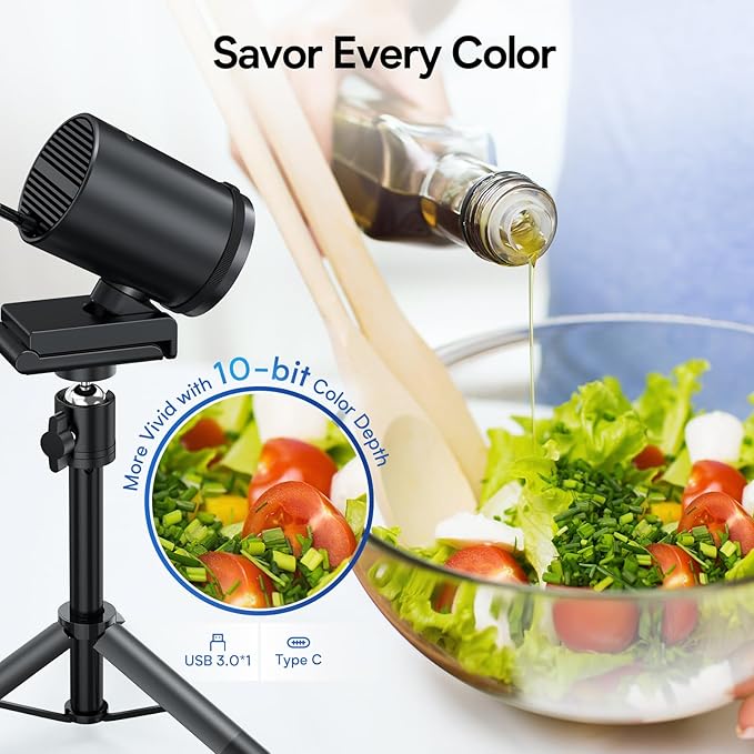 EMEET SmartCam S800-4K Webcam with Tripod for Streaming, Sony 1/2'' Sensor, Supports HDR, PDAF&TOF Dual-autofocus, 1080P@60FPS, Adjustable Heights with 360° Swivel Head, Perfect for Live Streaming-DeskLoop Office
