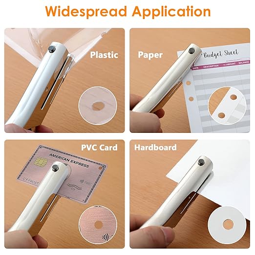 Hole Punch 5/16 inch Single Hole Punch,Heavy Duty Hole Puncher Single,Paper Punch Portable Hand Held Long Hole Puncher for Paper Cards Plastic Cardboard (Silver) (5/16"-8mm Hole)-DeskLoop Office