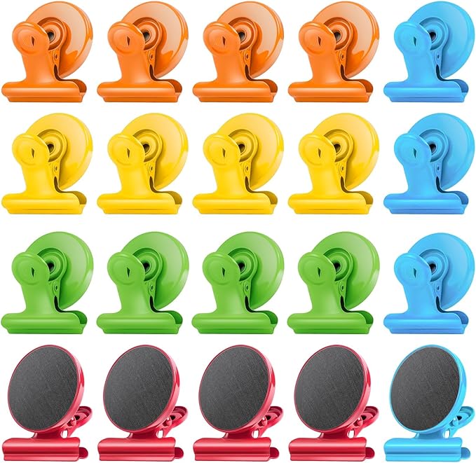 VNDUEEY 20 Pack Multicolored Magnetic Clips for Refrigerator Magnets Magnetic Clips for Fridge and Whiteboard Magnets for Home Office School-DeskLoop Office