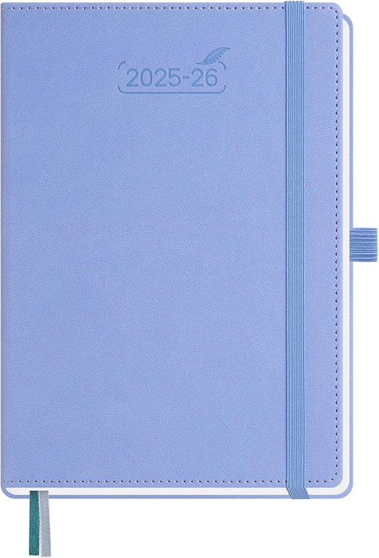 BEZEND Planner 2025-2026 Weekly and Monthly, 5.8" x 8.5" Academic Calendar (Jul 25-Dec 26) Vertical Daily Appointment with Hourly Timeslot & Monthly Tab, PU Leather Hardcover - Cornflower-DeskLoop Office