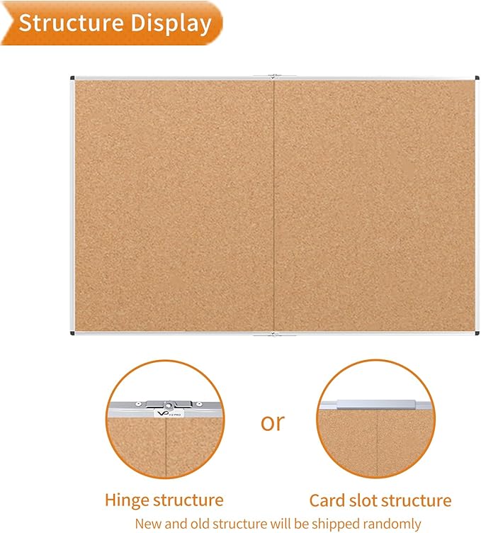 VIZ-PRO 60" x 36" Large Cork Bulletin Board, Foldable & Wall-Mounted Notice Pin Board with Silver Aluminum Frame, for School Home Office - 5' x 3' Corkboard-DeskLoop Office